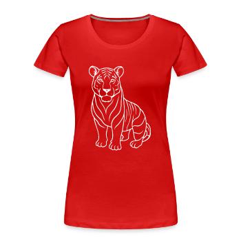 Simple Tiger - Line Drawing - Women's Premium Organic T-Shirt - red - Front - Mia (176cm)