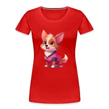 Süßer kleiner Hund - Frauen Premium Bio T-Shirt - Rot - Vorne - Mia (176cm)