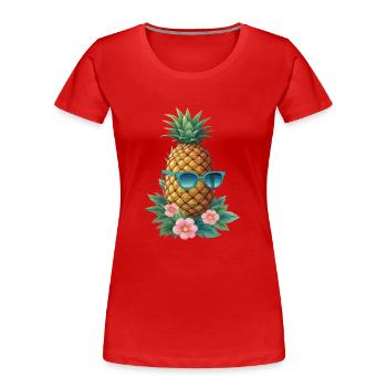 Pineapple Pineapple Cool Sunglasses Gift - Women's Premium Organic T-Shirt - red - Front - Mia (176cm)
