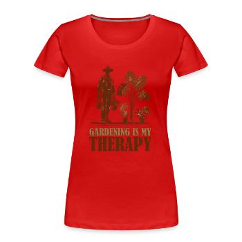 Gartenarbeit ist meine Therapie - Frauen Premium Bio T-Shirt - Rot - Vorne - Mia (176cm)