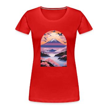 Mount Fuji bei Sonnenaufgang - Frauen Premium Bio T-Shirt - Rot - Vorne - Mia (176cm)