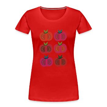 Tomates 6 fois multicolores - T-shirt bio Premium Femme - rouge - Devant - Mia (176cm)