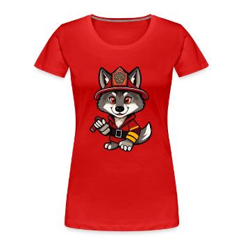 Heroischer Feuerwolf - Karikatur-Illustration - Frauen Premium Bio T-Shirt - Rot - Vorne - Mia (176cm)