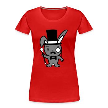 Mr. Bunny Gentleman Chapeau haut de forme Monocle Lunettes - T-shirt bio Premium Femme - rouge - Devant - Mia (176cm)