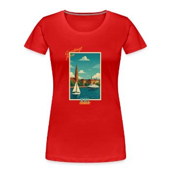 Kiel Vintage Reise Illustration - Deutschland - Frauen Premium Bio T-Shirt - Rot - Vorne - Mia (176cm)