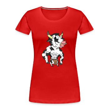Kuh Stier - Frauen Premium Bio T-Shirt - Rot - Vorne - Mia (176cm)