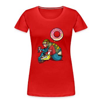 Skater - Women's Premium Organic T-Shirt - red - Front - Mia (176cm)