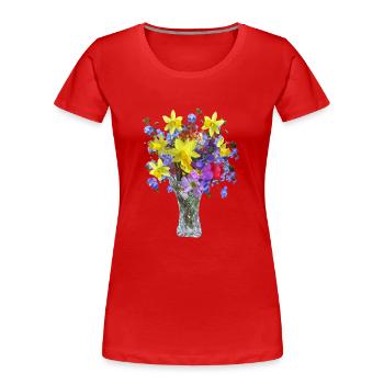 fleurs lys tulipes orchidées ger dahlia de tournesol - T-shirt bio Premium Femme - rouge - Devant - Mia (176cm)