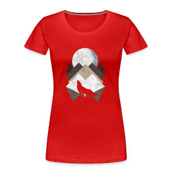 Wolf, Mond & Berge - geometrisch Geschenk T-Shirts - Frauen Premium Bio T-Shirt - Rot - Vorne - Mia (176cm)