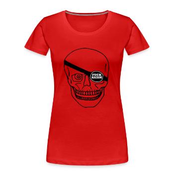 Fuck Racism Skull - Women's Premium Organic T-Shirt - red - Front - Mia (176cm)