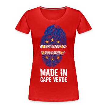 Made In Cap-Vert / Cap Vert / Cabo Verde - T-shirt bio Premium Femme - rouge - Devant - Mia (176cm)