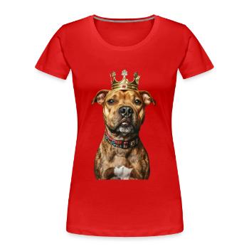 Staffordshire Bullterrier - Frauen Premium Bio T-Shirt - Rot - Vorne - Mia (176cm)