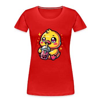 Bubble Tea Duck Boba Tea Kawaii Geschenk - Frauen Premium Bio T-Shirt - Rot - Vorne - Mia (176cm)