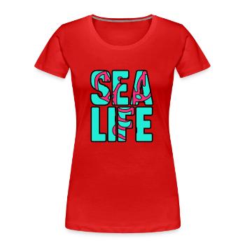 Leben im Meer - Frauen Premium Bio T-Shirt - Rot - Vorne - Mia (176cm)