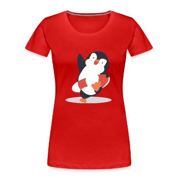 Pinguin - Frauen Premium Bio T-Shirt - Rot - Vorne - Mia (176cm)