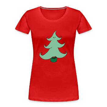 sapin de noel, mignon avec un sourire - T-shirt bio Premium Femme - rouge - Devant - Mia (176cm)