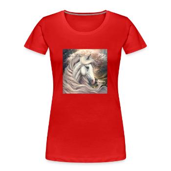 Einhorn einfach zum Verlieben - Frauen Premium Bio T-Shirt - Rot - Vorne - Mia (176cm)