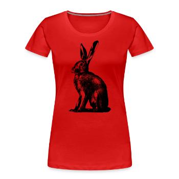 Feldhase / european hare / rabbit - Frauen Premium Bio T-Shirt - Rot - Vorne - Mia (176cm)