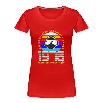 1978 - Women's Premium Organic T-Shirt - red - Front - Mia (176cm)