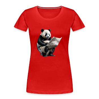 Panda ließt Zeitung auf dem Klo - Frauen Premium Bio T-Shirt - Rot - Vorne - Mia (176cm)