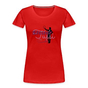 Steuertussi & Business Woman Sandra - Frauen Premium Bio T-Shirt - Rot - Vorne - Mia (176cm)