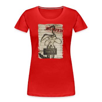 Looney Tunes Wile E. Coyote Busted - Frauen Premium Bio T-Shirt - Rot - Vorne - Mia (176cm)