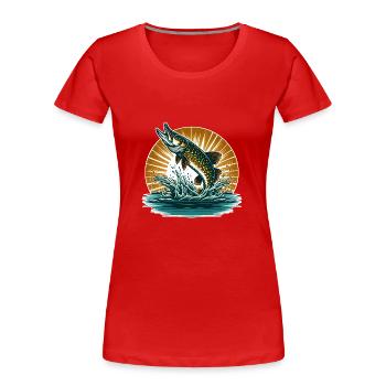 Pike Fishing Predator Fish Fishing - Women's Premium Organic T-Shirt - red - Front - Mia (176cm)