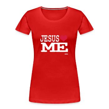 jesus loves me - Frauen Premium Bio T-Shirt - Rot - Vorne - Mia (176cm)