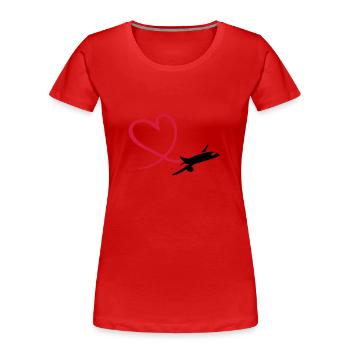 Flugzeug - Frauen Premium Bio T-Shirt - Rot - Vorne - Mia (176cm)