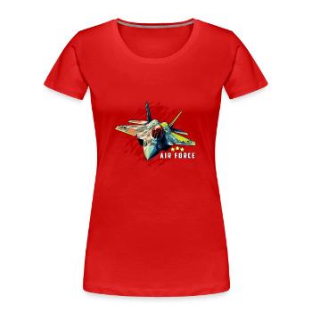 AIR FORCE - Frauen Premium Bio T-Shirt - Rot - Vorne - Mia (176cm)