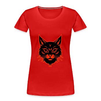 Tête de chat - T-shirt bio Premium Femme - rouge - Devant - Mia (176cm)