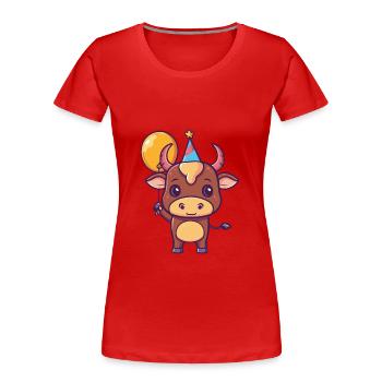 Taureau Anniversaire Bébé - T-shirt bio Premium Femme - rouge - Devant - Mia (176cm)