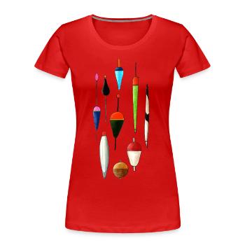 Angelposen Anglershirt Waggler - Angeln, Angler - Frauen Premium Bio T-Shirt - Rot - Vorne - Mia (176cm)