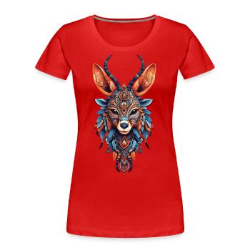 Afrikanische Gazelle Spirit Mandala Design - Frauen Premium Bio T-Shirt - Rot - Vorne - Mia (176cm)