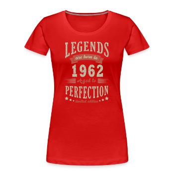 legend born in 1962 Birthday gift 60 years - Women's Premium Organic T-Shirt - red - Front - Mia (176cm)