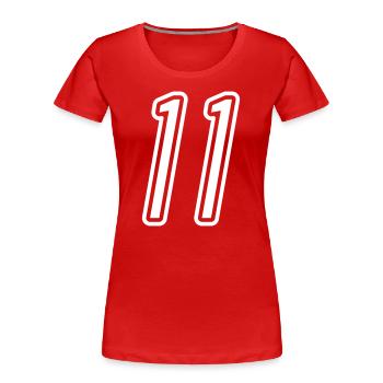 11 Numéro de numéro - T-shirt bio Premium Femme - rouge - Devant - Mia (176cm)