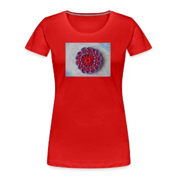 A mandala crocheted from yarn - by Lillrose - Women's Premium Organic T-Shirt - red - Front - Mia (176cm)