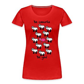 be different - be colourful - Frauen Premium Bio T-Shirt - Rot - Vorne - Mia (176cm)