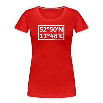 Eberswalde Koordinaten - Frauen Premium Bio T-Shirt - Rot - Vorne - Mia (176cm)