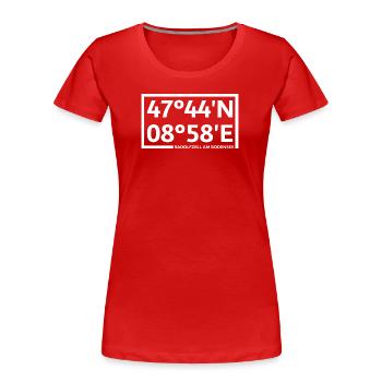 Radolfzell am Bodensee Koordinaten - Frauen Premium Bio T-Shirt - Rot - Vorne - Mia (176cm)