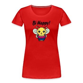 Bi happy Design Pride - Women's Premium Organic T-Shirt - red - Front - Mia (176cm)
