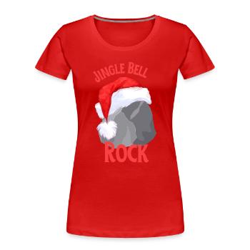 Jingle Bell Skirt Funny Christmas Design - Women's Premium Organic T-Shirt - red - Front - Mia (176cm)
