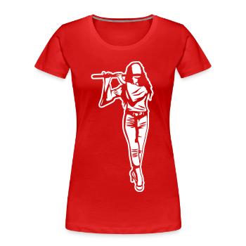 Flute Girl Drawing - Women's Premium Organic T-Shirt - red - Front - Mia (176cm)