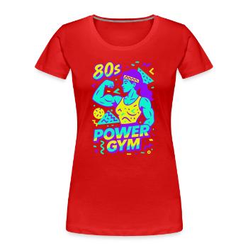 80s Power Gym / Strong Woman - Women's Premium Organic T-Shirt - red - Front - Mia (176cm)