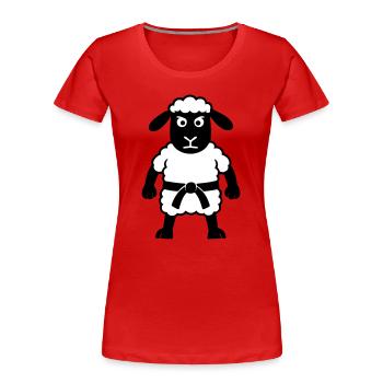 Karate Schaf - Frauen Premium Bio T-Shirt - Rot - Vorne - Mia (176cm)