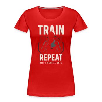 Train Fight Repeat – Mixed Martial Arts Shirt - Frauen Premium Bio T-Shirt - Rot - Vorne - Mia (176cm)