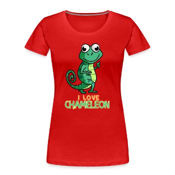 I Love Chameleon Cute Lizard Reptile Pet Animal  - Women's Premium Organic T-Shirt - red - Front - Mia (176cm)