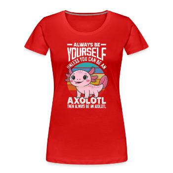 Cute Axolotl Kawaii Axolotl Lover - Women's Premium Organic T-Shirt - red - Front - Mia (176cm)