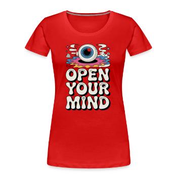  Open Your Mind Psychedelic Auge Retro Hippie - Frauen Premium Bio T-Shirt - Rot - Vorne - Mia (176cm)