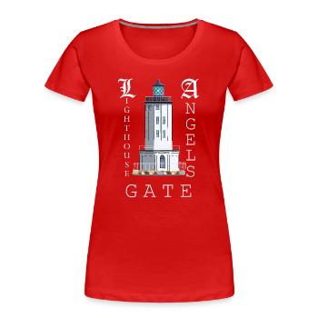 Los Angeles, Handzeichnung Leuchtturm Angels Gate - Frauen Premium Bio T-Shirt - Rot - Vorne - Mia (176cm)